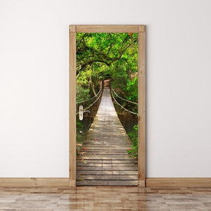 77x200cm 3D Beautiful Landscape Door Sticker For Living Room Bedroom DIY PVC Self Adhesive Wallpaper Waterproof Mural Decal