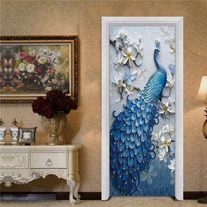 77x200cm 3D Beautiful Landscape Door Sticker For Living Room Bedroom DIY PVC Self Adhesive Wallpaper Waterproof Mural Decal