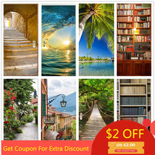 Load image into Gallery viewer, 77x200cm 3D Beautiful Landscape Door Sticker For Living Room Bedroom DIY PVC Self Adhesive Wallpaper Waterproof Mural Decal