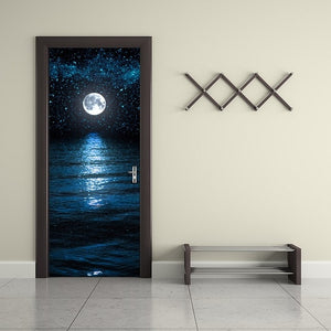 77x200cm 3D Beautiful Landscape Door Sticker For Living Room Bedroom DIY PVC Self Adhesive Wallpaper Waterproof Mural Decal