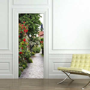 77x200cm 3D Beautiful Landscape Door Sticker For Living Room Bedroom DIY PVC Self Adhesive Wallpaper Waterproof Mural Decal