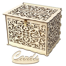 Load image into Gallery viewer, DIY Wedding Gift Card Box Wooden Money Box with Lock Beautiful Wedding Decoration Birthday Party Supplies