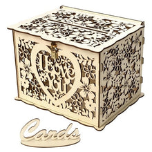Load image into Gallery viewer, DIY Wedding Gift Card Box Wooden Money Box with Lock Beautiful Wedding Decoration Birthday Party Supplies